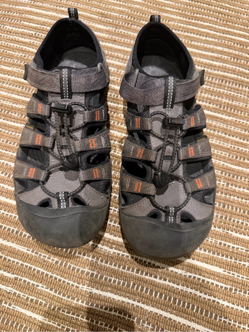 Keen Men's Gray Sandals with Orange Accents
